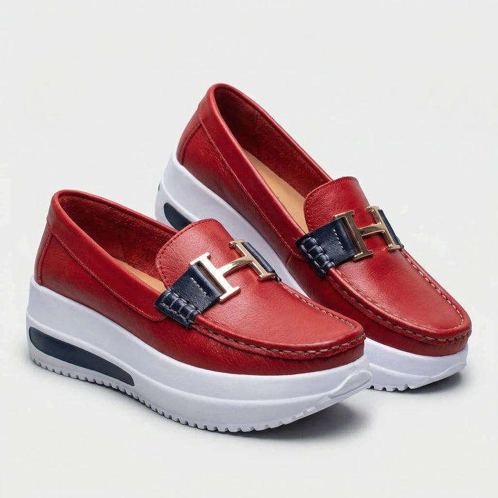 Cushova - Mocasines de plataforma sin cordones para mujer