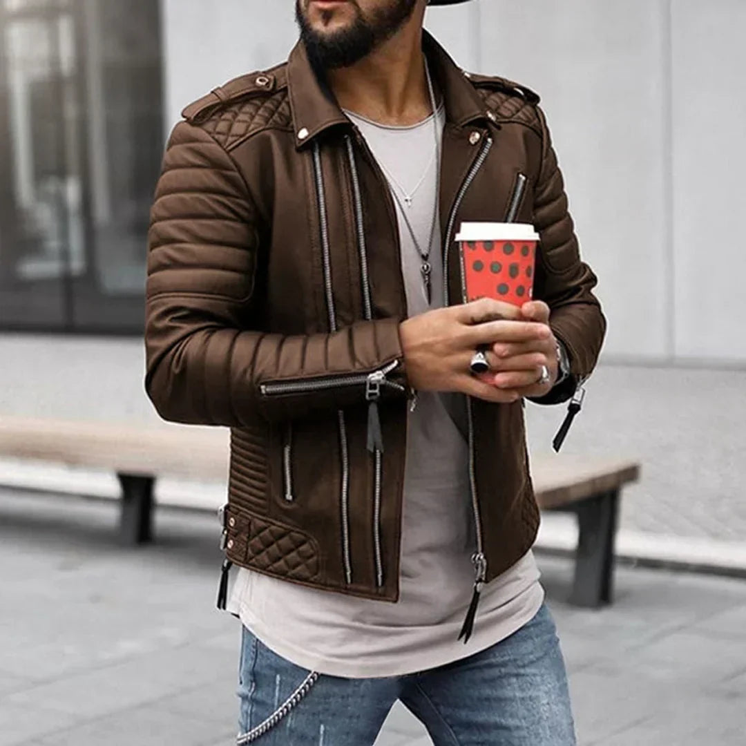Chaqueta de cuero para hombre atemporal y resistente