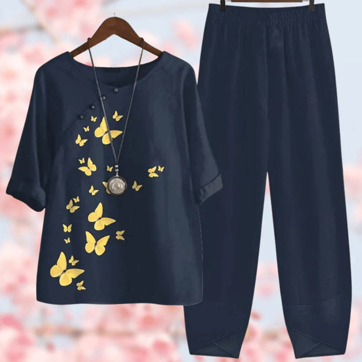 Conjunto de dos piezas con estampado floral vintage