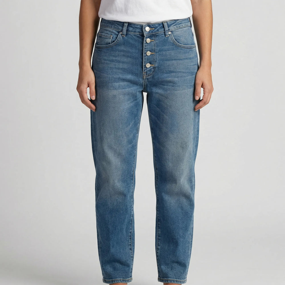 Deniflux - Jeans de mujer de talle alto y pierna ancha