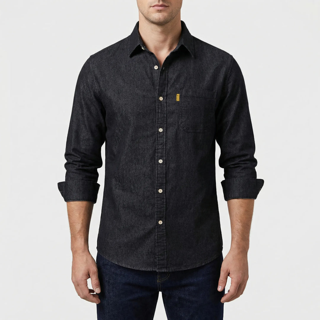 Denvoro - Camisa vaquera de manga larga con botones delanteros