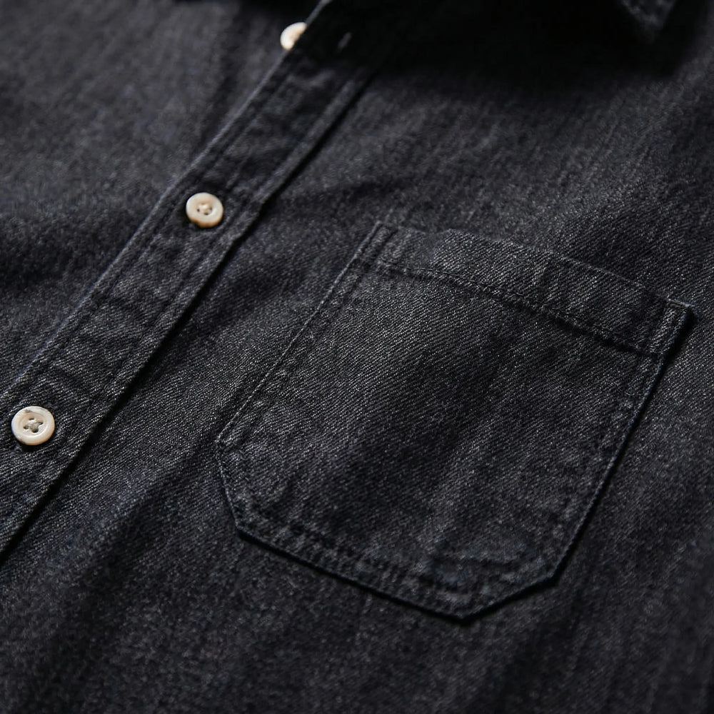 Denvrex - Camisa vaquera de manga larga con botones delanteros