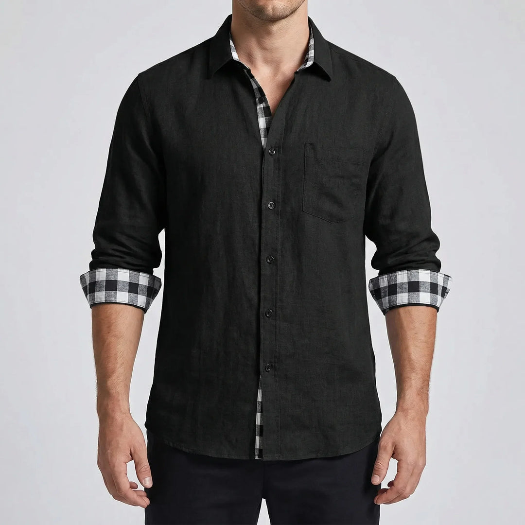 Dexholm - Camisa informal de manga larga con botones delanteros