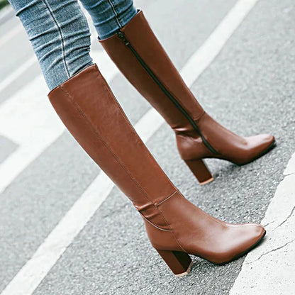 Botas de tacón hasta la rodilla para mujer