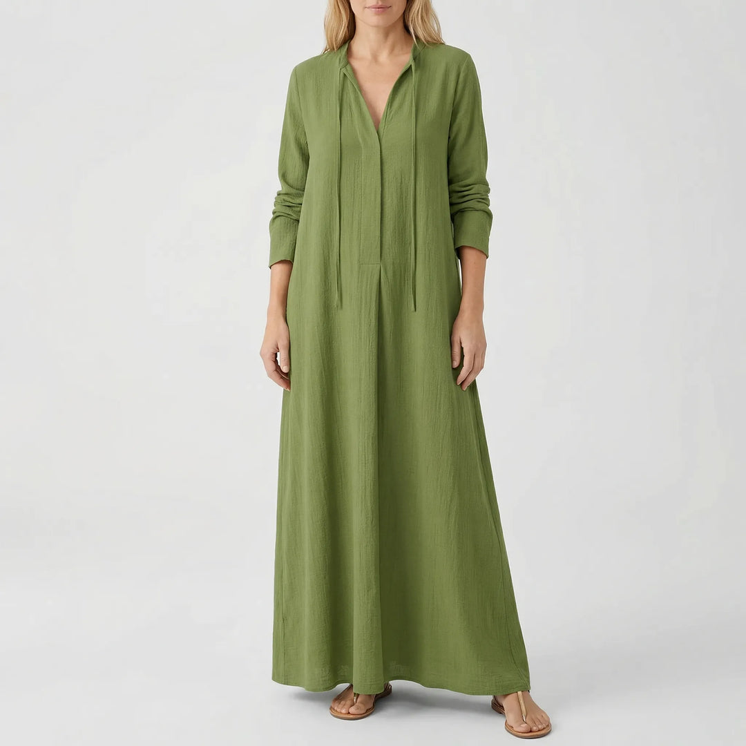 Dravilex - Vestido largo hasta el suelo con escote en V