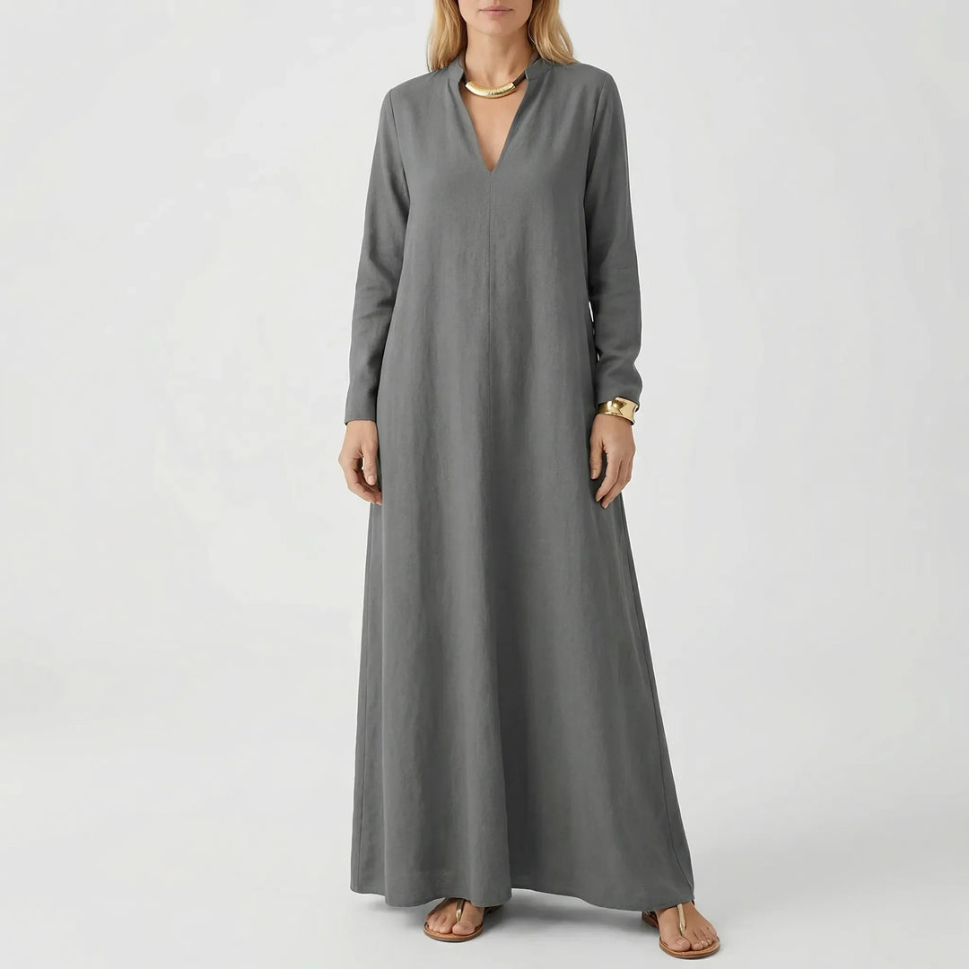 Dravilex - Vestido largo hasta el suelo con escote en V