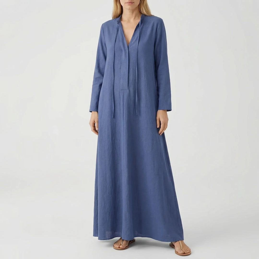 Dravilex - Vestido largo hasta el suelo con escote en V