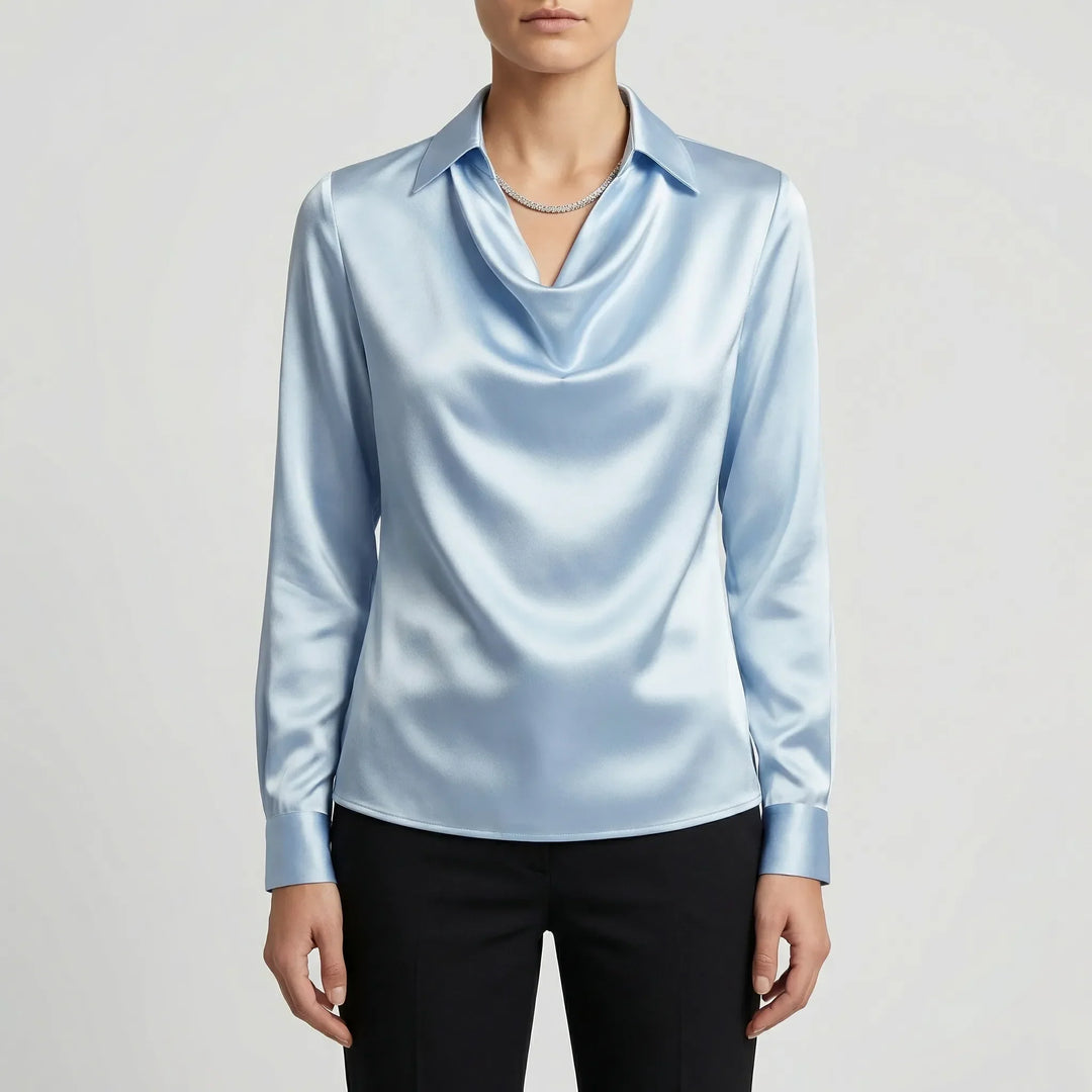 Dravrelle - Blusa de manga larga con cuello cascada
