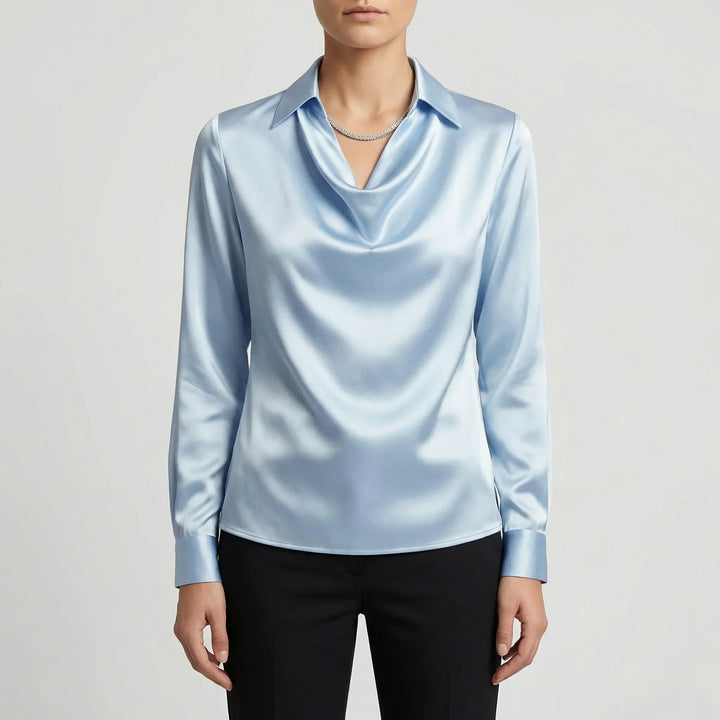 Dravrelle - Blusa de manga larga con cuello cascada