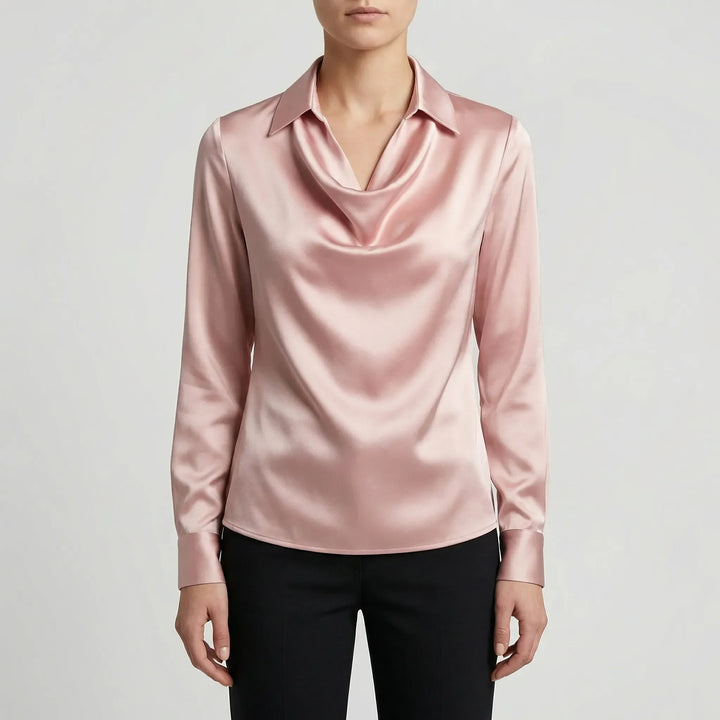 Dravrelle - Blusa de manga larga con cuello cascada