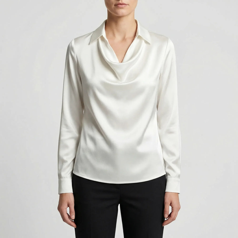 Dravrelle - Blusa de manga larga con cuello cascada