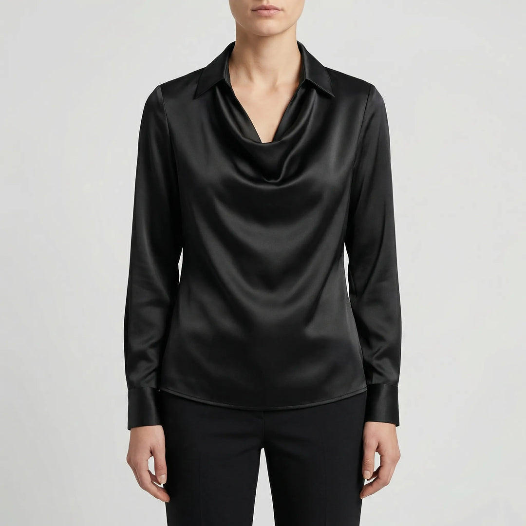 Dravrelle - Blusa de manga larga con cuello cascada