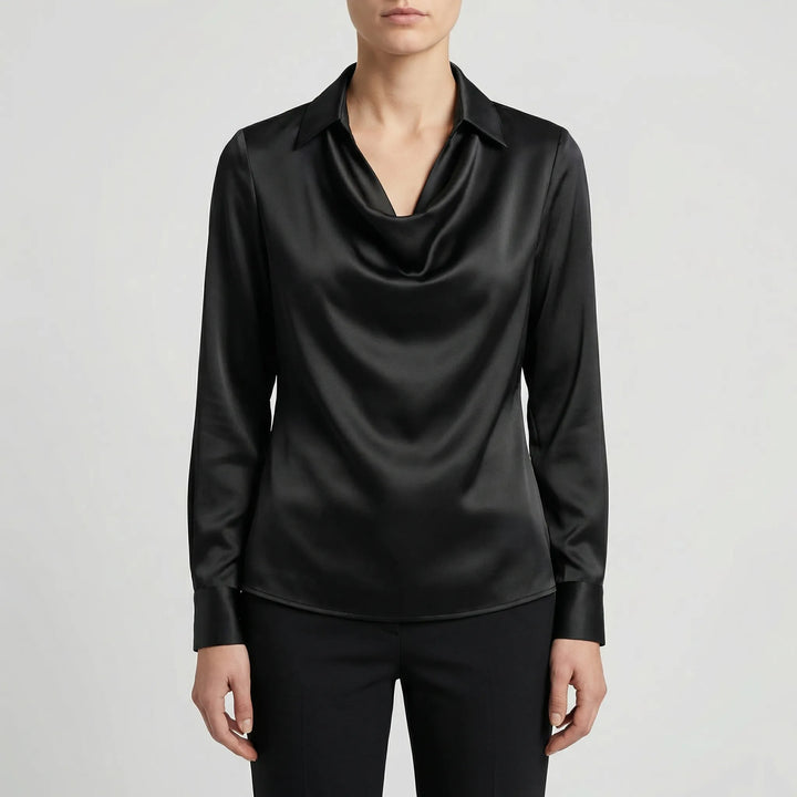 Dravrelle - Blusa de manga larga con cuello cascada