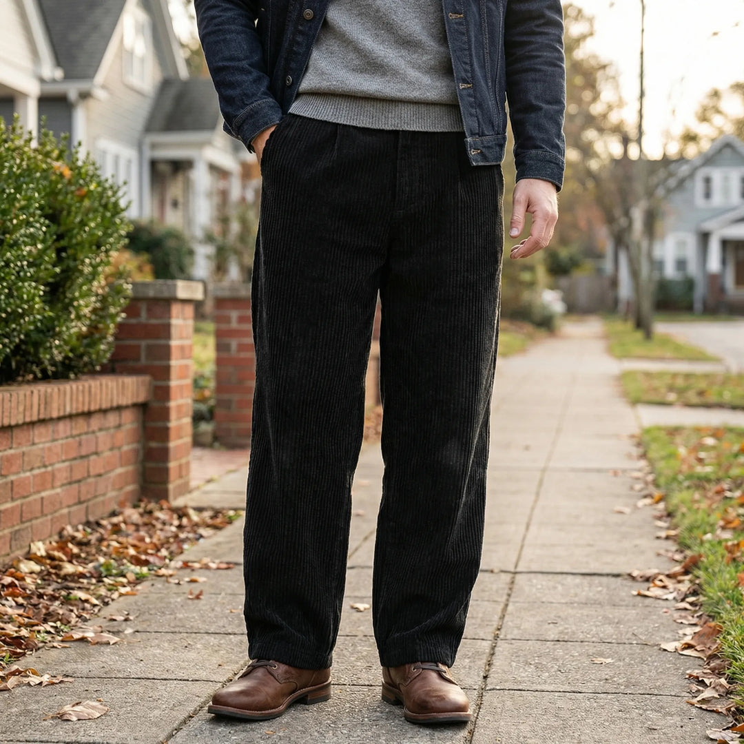 Drouvex - Pantalones rectos holgados de corte cónico para hombre