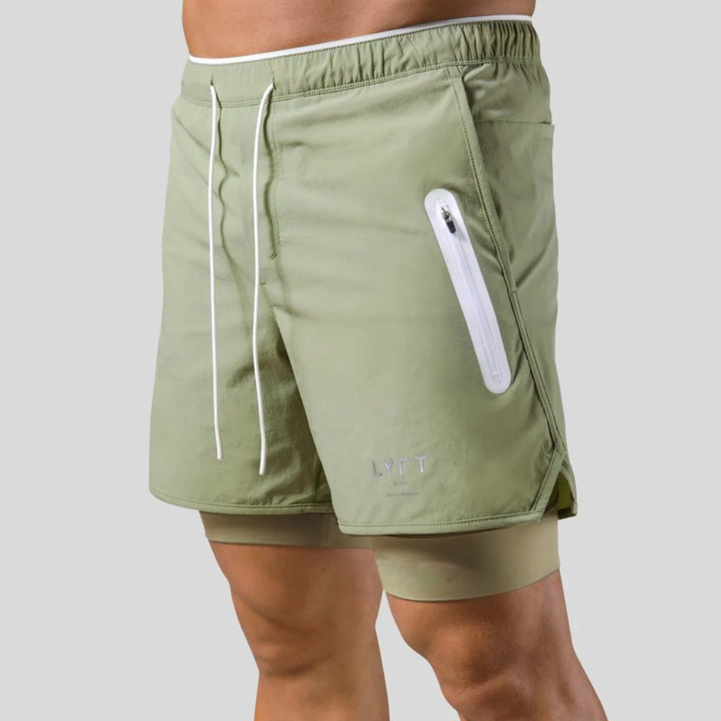 2-en-1 Pantalones Cortos Deportivos y de Entrenamiento Hombre