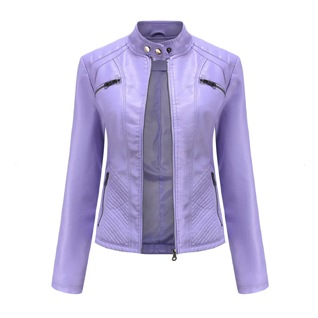 Elegante chaqueta de piel sintética para mujer