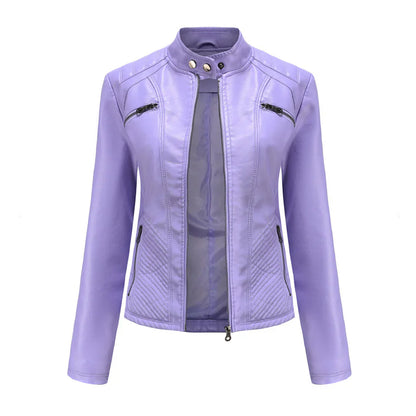 Elegante chaqueta de piel sintética para mujer