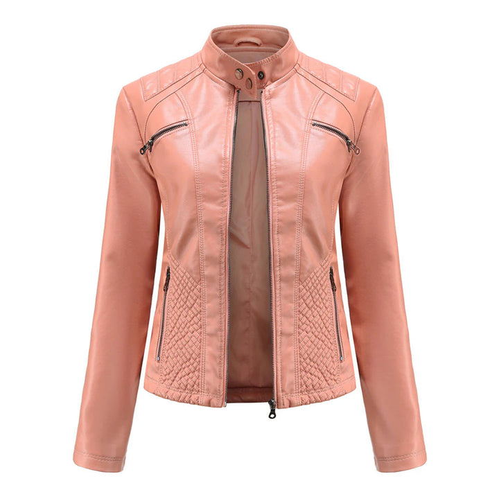Chaqueta elegante de imitación de cuero para mujer