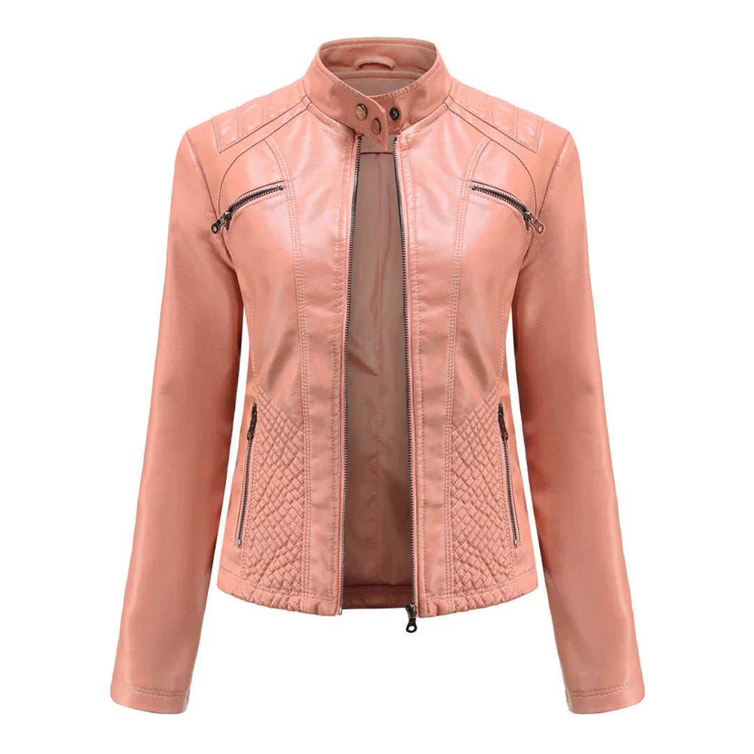 Elegante chaqueta de piel sintética para mujer