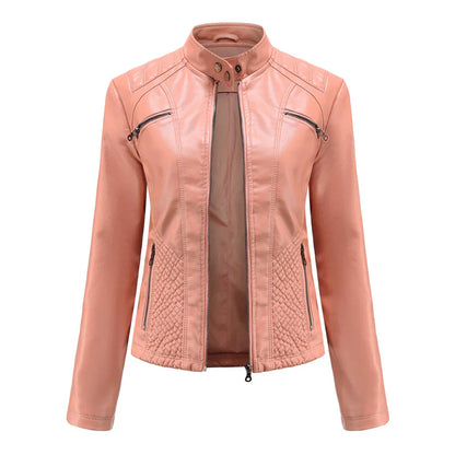 Elegante chaqueta de piel sintética para mujer
