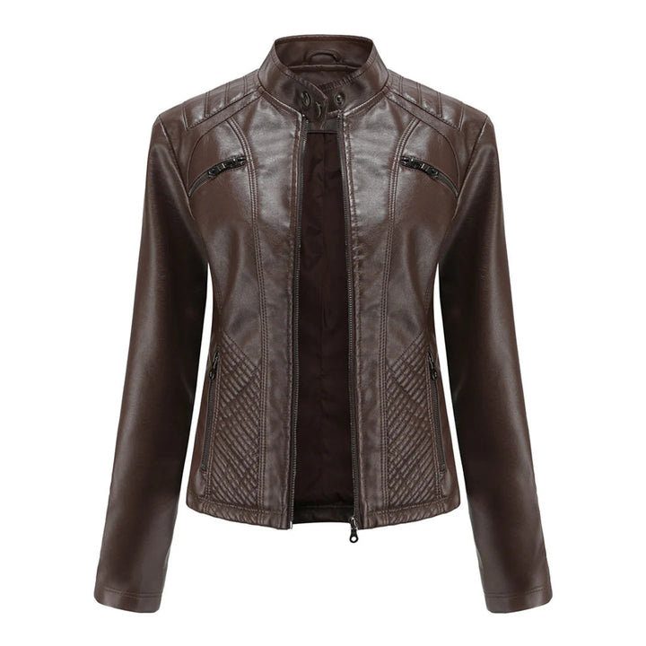 Chaqueta elegante de imitación de cuero para mujer