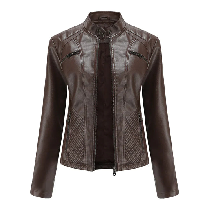 Elegante chaqueta de piel sintética para mujer
