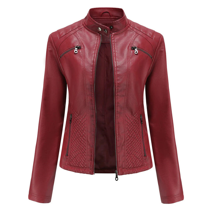 Chaqueta elegante de imitación de cuero para mujer