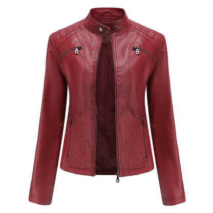 Elegante chaqueta de piel sintética para mujer