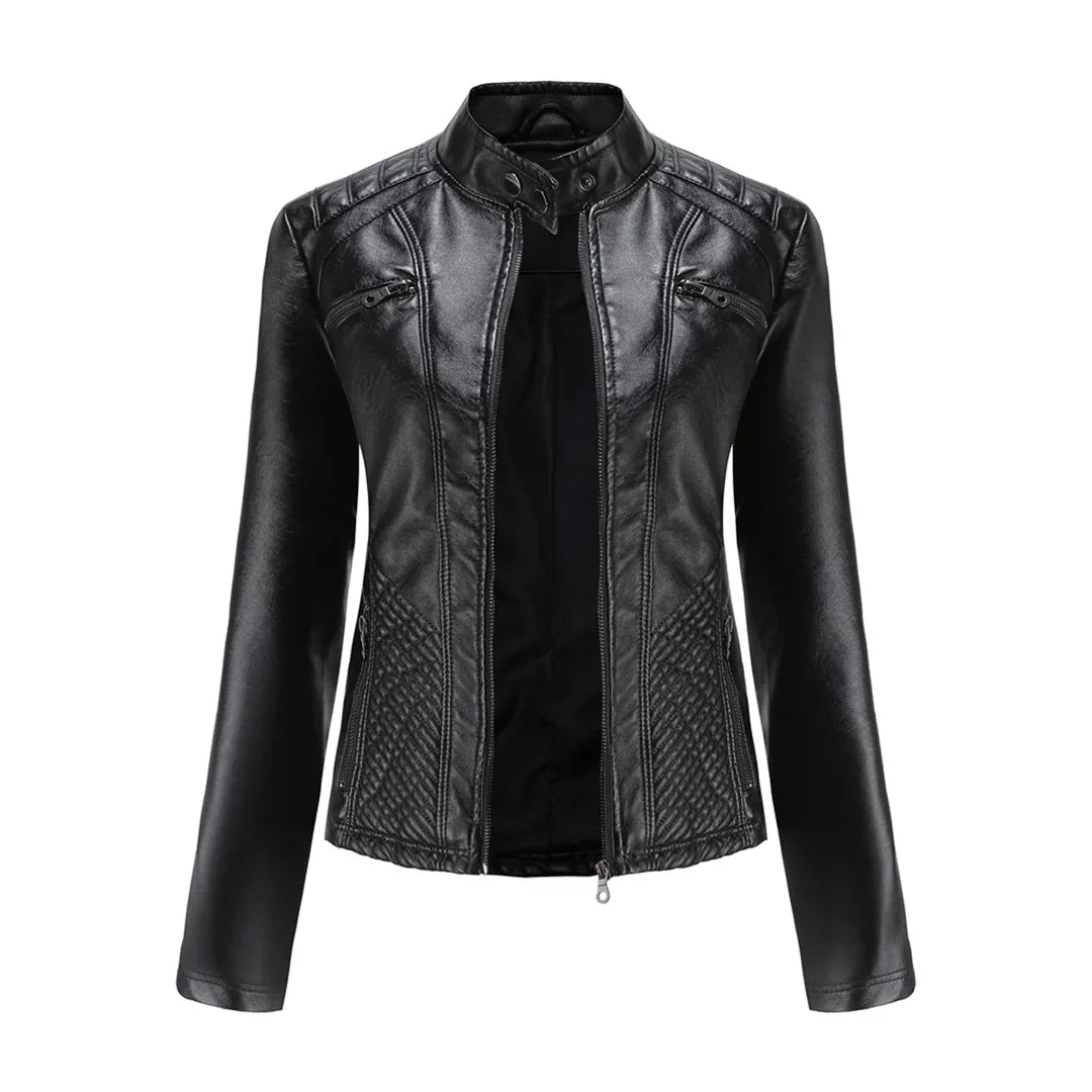 Elegante chaqueta de piel sintética para mujer