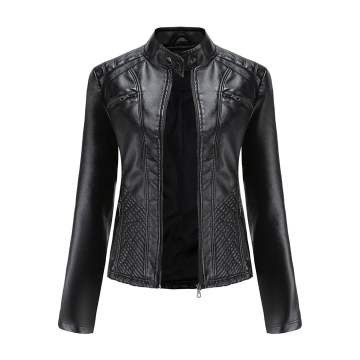 Elegante chaqueta de piel sintética para mujer