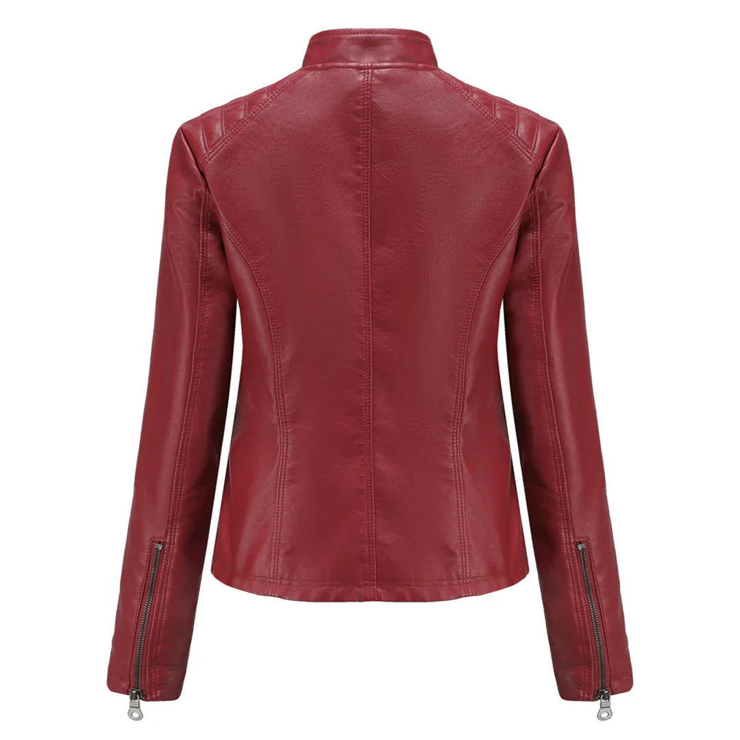 Elegante chaqueta de piel sintética para mujer