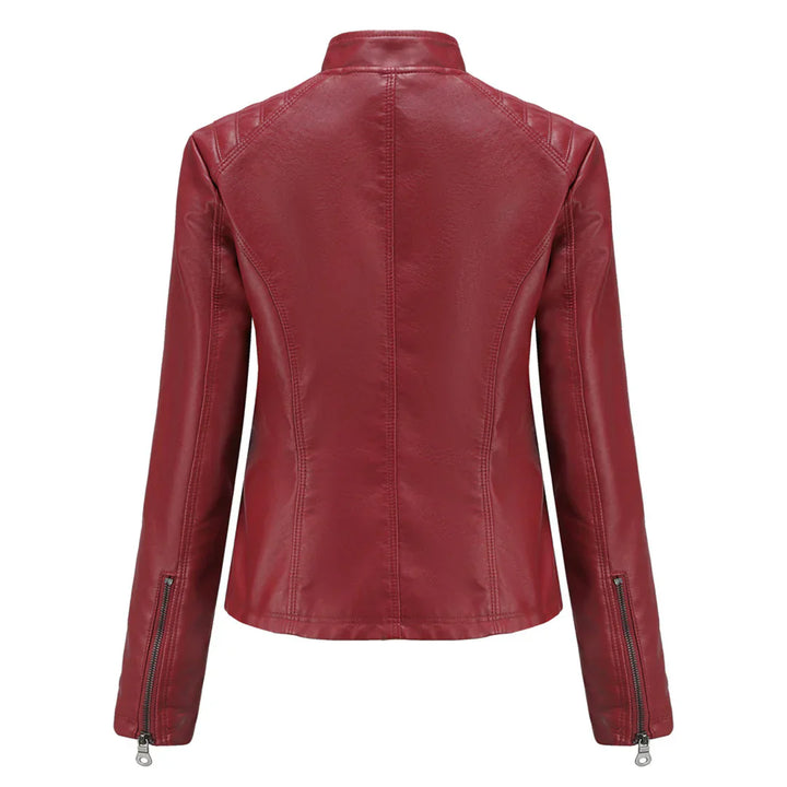 Elegante chaqueta de piel sintética para mujer