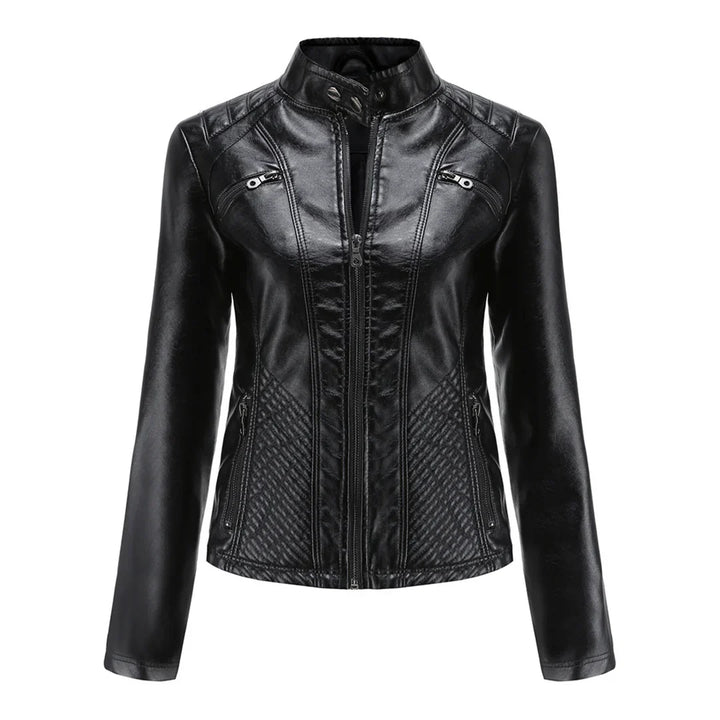 Elegante chaqueta de piel sintética para mujer