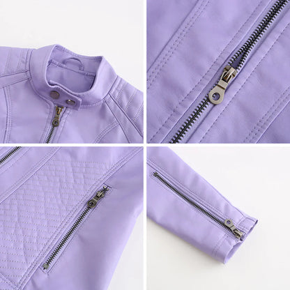 Elegante chaqueta de piel sintética para mujer