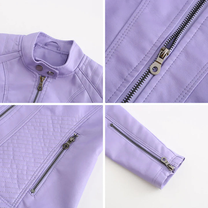 Elegante chaqueta de piel sintética para mujer