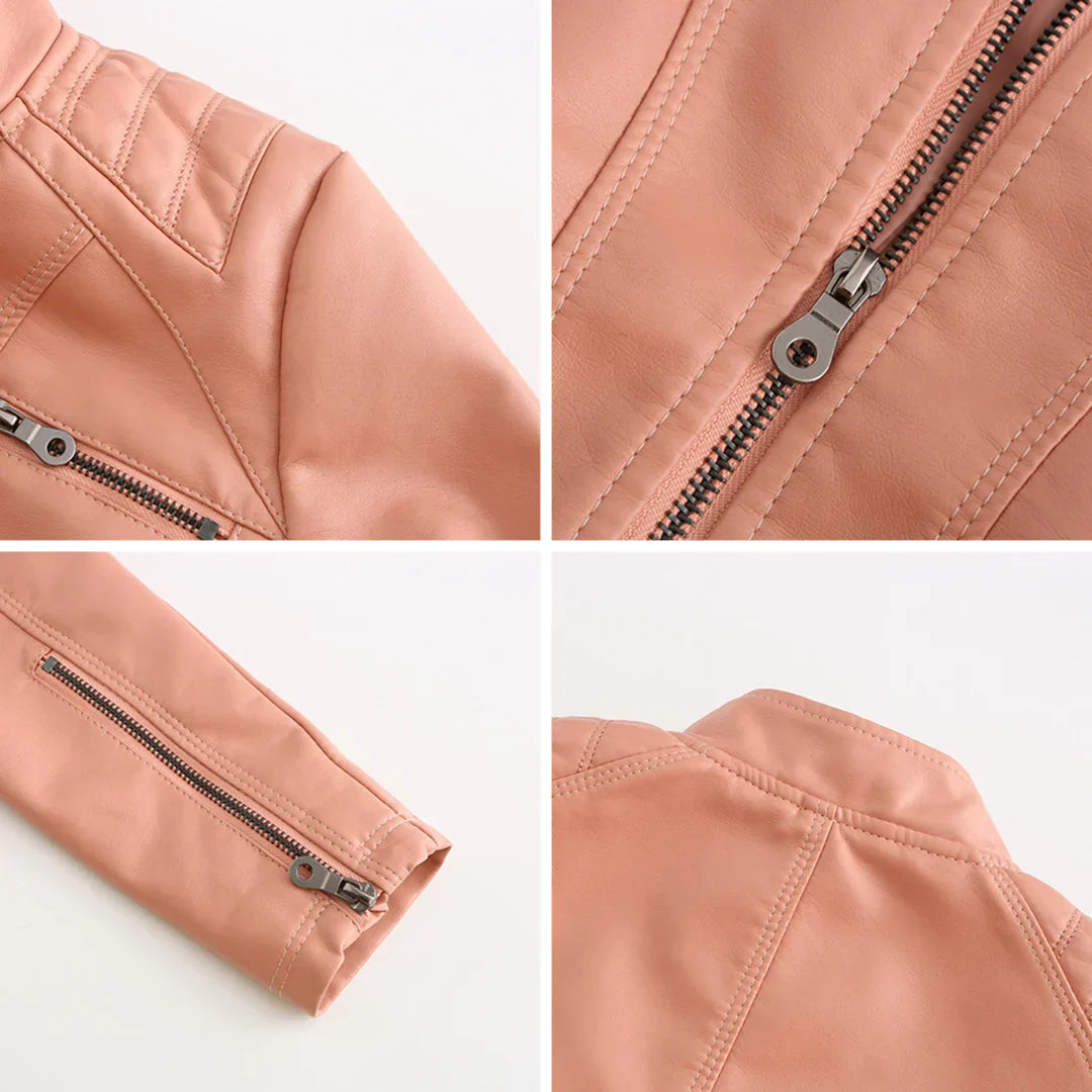 Elegante chaqueta de piel sintética para mujer