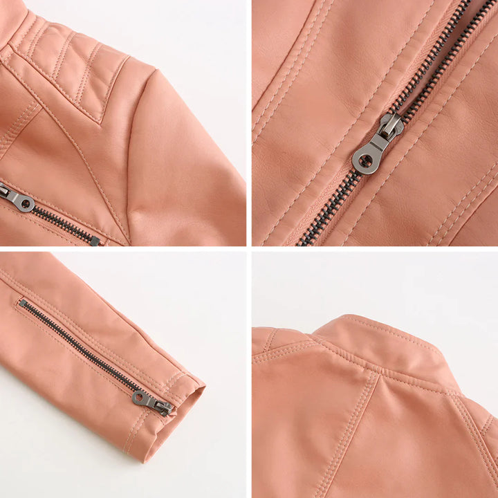 Elegante chaqueta de piel sintética para mujer