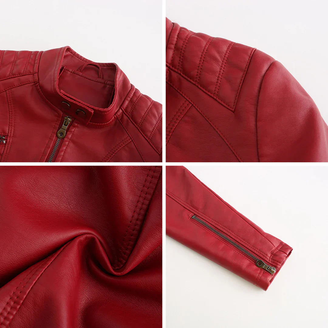 Elegante chaqueta de piel sintética para mujer