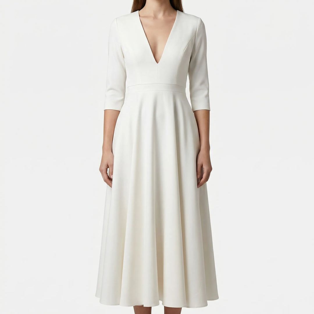 Elunova - Elegante vestido midi de corte A para mujer