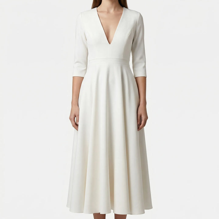 Elunova - Elegante vestido midi de corte A para mujer