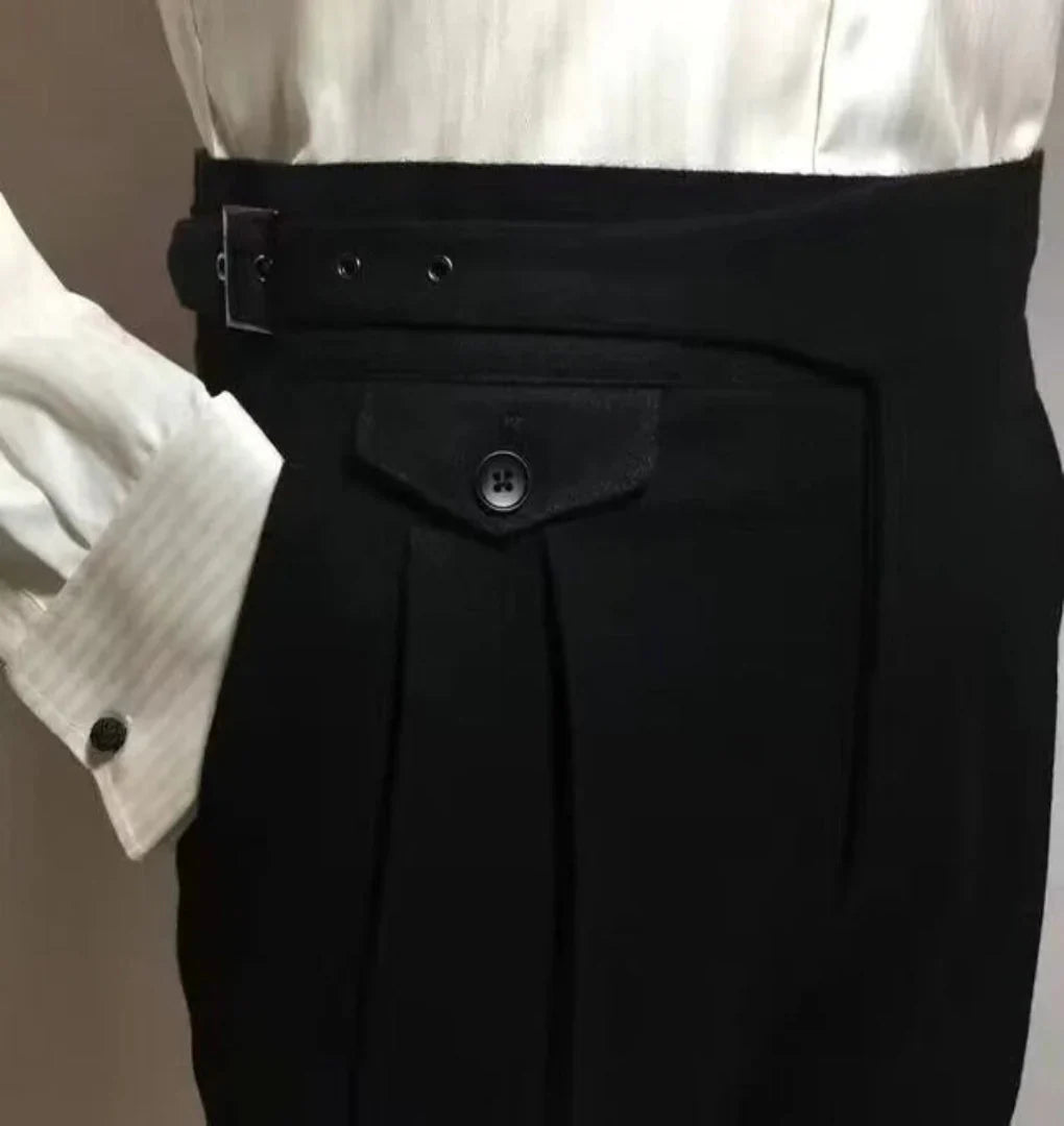 Pantalones de lana para hombre con cinturón – Estilo elegante para uso formal y smart-casual