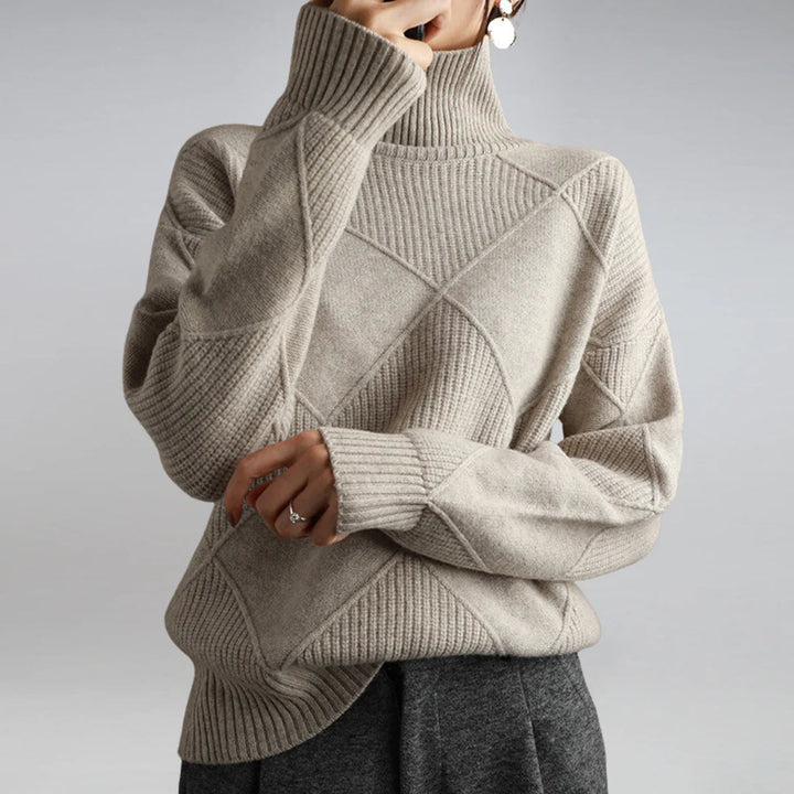 Jersey de cuello alto de lana fina de lujo para mujer