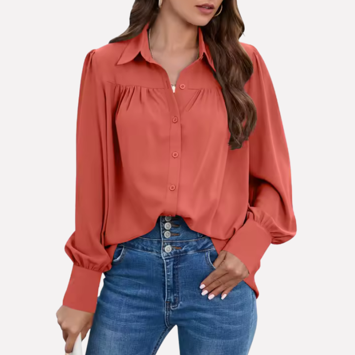 Blusa de Chifón con Mangas de Linterna para Mujeres