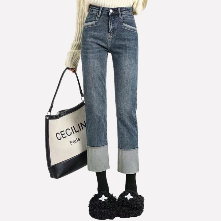 Jeans de pierna ancha de alta cintura para mujeres