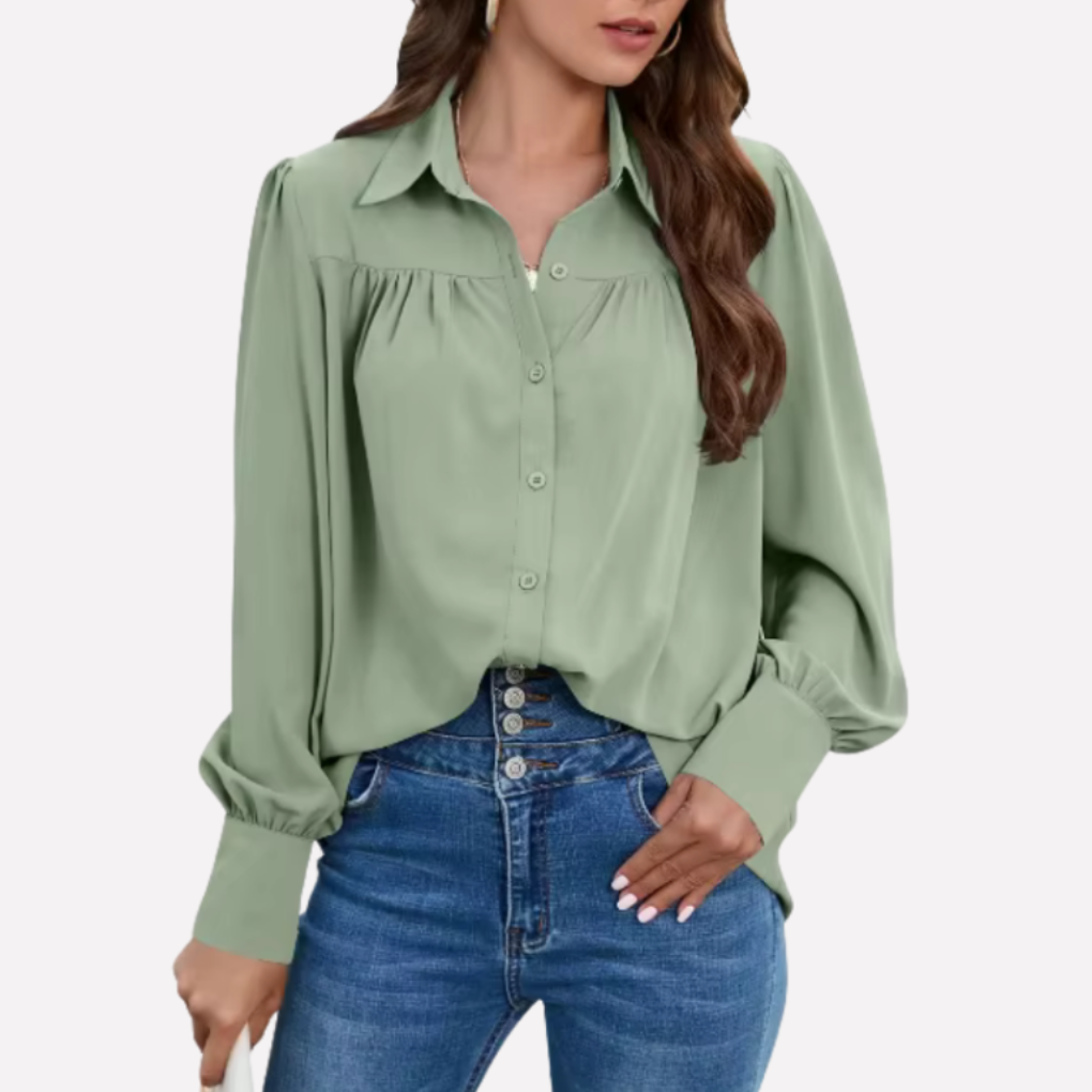 Blusa de Chifón con Mangas de Linterna para Mujeres