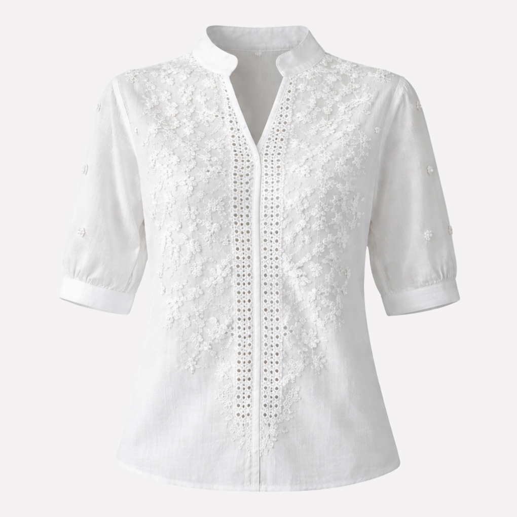 Blusa Blanca de Verano con Bordado para Mujeres