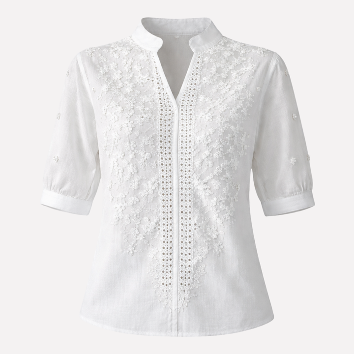 Blusa Blanca de Verano con Bordado para Mujeres