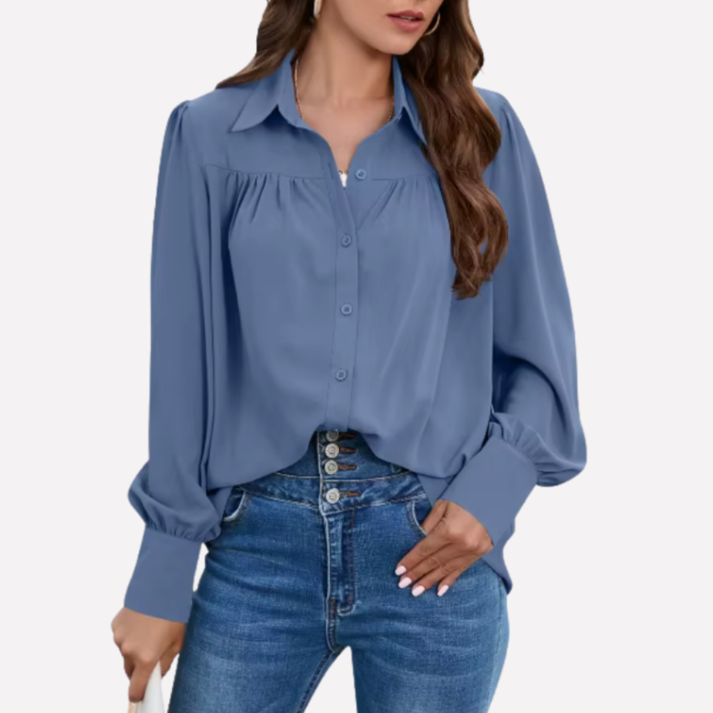 Blusa de Chifón con Mangas de Linterna para Mujeres