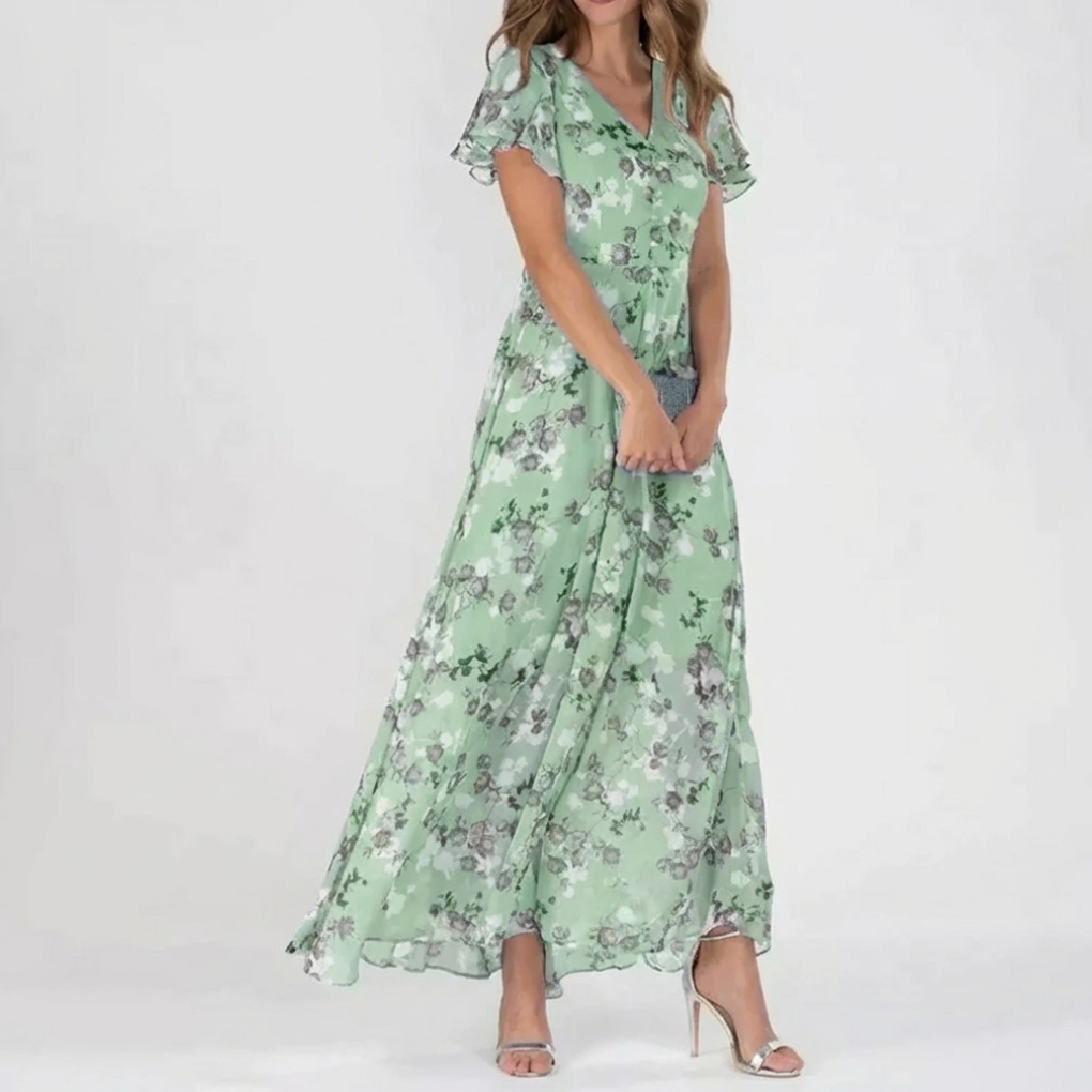 Vestido Maxi Floral Vintage para Mujeres