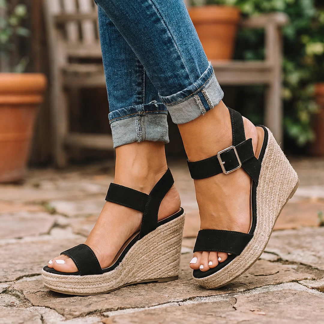 Espadella - Sandalia de cuña de esparto con punta abierta